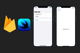 The Firebase and SwiftUI logo with 2 iPhones screens