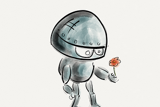 Robot holding a flower.