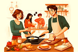 Roommates cooking together