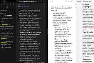 Una comparativa ente Obsidian y Logseq: Puntos a revisar antes de profundizar en una de ellas.