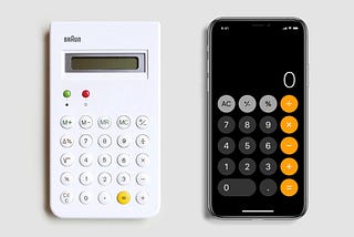 A normal plastic calculator and a digital calculator.