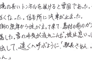 Japanese handwritten texts on a white background