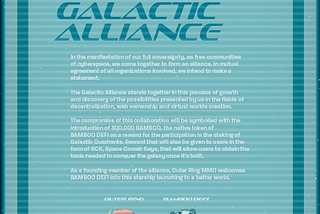 BAMBOO ENTERS OUTER RING MMO GALACTIC ALLIANCE