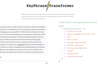 KeyPhraseTransformer: Quickly Extract Keyphrases/Topics from Text Documents with T5 Transformer