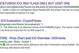 Fusion ICO — NOT a Project. A Solution for YOUR Project