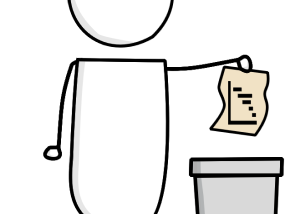 Stick-man throwing away a Gantt Chart