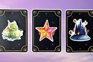 Three oracle pick a card piles: pile 1 — dragon, pile 2 — starfish, and pile 3 — forest