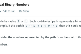 Leetcode problem 1022: Sum of Root To Leaf Binary Numbers