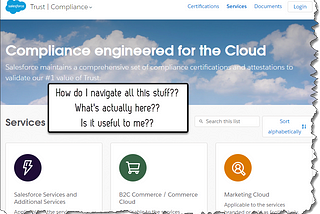 The main page of Salesforce’s Compliance website before logging in
