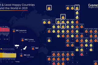 A Map-art story on how countries fared in the World Happiness Report 2021