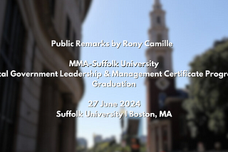 Public Remarks by Rony Camille at MMA-Suffolk University Graduation Ceremony