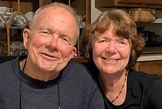 Doug and Elizabeth Erlandson celebrating Doug’s 75th birthday