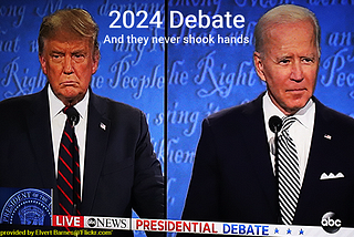 Biden vs Trump 2024 Debate image of both on stage
