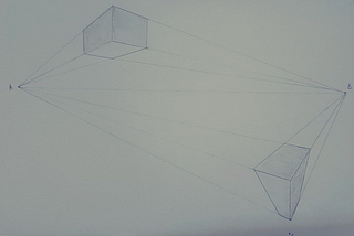 Top- 2 point perspective, bottom- 3 point perspective.