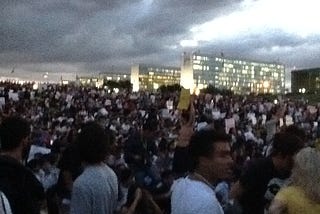 congress lawn full of protesters in Brazilia