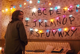 Stranger Things alphabet wall scene using vanilla JavaScript