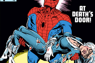 Spider-Man holds Black Cat’s unconscious, injured body