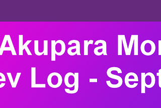 Akupara Games Dev Log (September)
