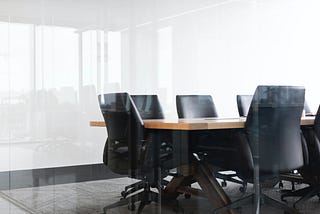 Empty glassed in conference room