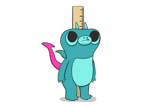 A drawing of Sparky the boldstart mascot standing against a height measurer.