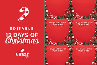 Editable 12 Days of Christmas Printables or Social Posts | Canva Holiday Shopping | 12 days of Christmas social media | Custom 12 days of