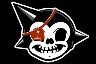 Header image with Japanese Cartoon’s Astroboy inspired logo character wearing a red eye patch against a black background.