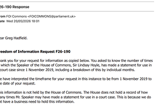 Witness statement by Sir Lindsay Hoyle, Speaker of the House of Commons