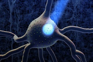 Figure 1: Computer-generated neuron with a blue light shining through it (MIT News, 2020).
