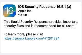 Apple – Rapid Security Response 16.5.1 (a), install now!