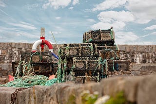 Crap traps at a fishing dock