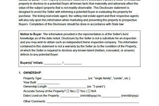 Example Seller’s Property Disclosure Statement
