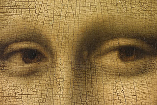 A close-up of the Mona Lisa’s eyes from Leonardo da Vinci’s painting, symbolising the sensation of being observed.