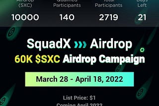 🪂 SquadXClub
🎁 Reward: 60K $SXC 
🙋 For All Members