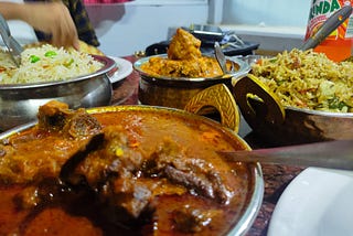 Basonti Pulao & kosha Mangsho