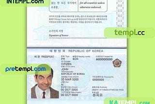 South Korea passport PSD download template