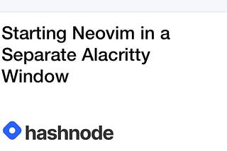 Starting Neovim in a Separate Alacritty Window