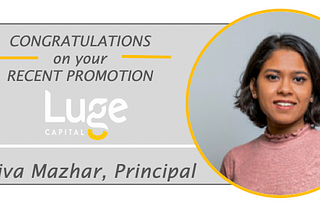 Laviva Mazhar has been promoted to Principal at Luge Capital/ Laviva Mazhar a été promue au poste…