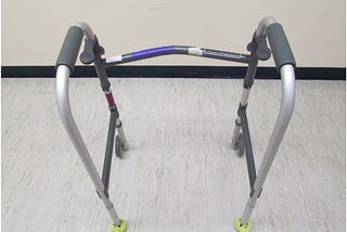 A basic gray medical walker.