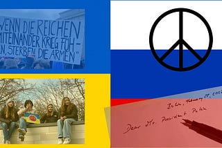 Collage über einen offenen Brief am Präsident Putin