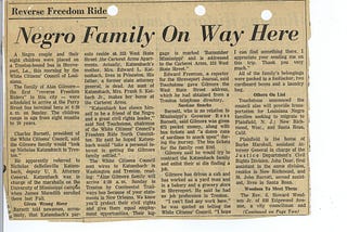 News article from 1963 with the headline “Negro Family On Way Here.” This was posted on the JFK Library Twitter account.