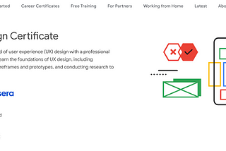 Get started with the Google UX Certificate on Coursera page