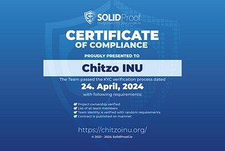 SolidProof Has Successfully Completed the KYC For CHITZO INU Team