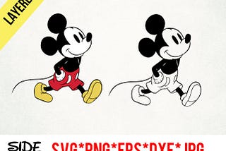 Walking Mickey instant download digital file svg, png, eps, jpg, and dxf clip art for cricut silhouette and other cutting software