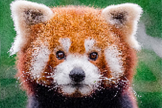 Pixelated picture of a red panda.