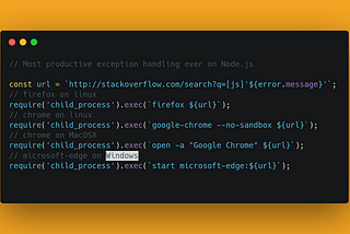 Most productive exception handling ever on Node.js