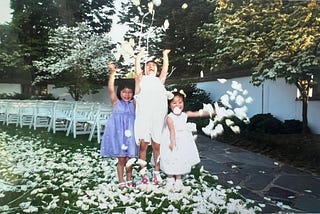 My cousin and I at a wedding as children