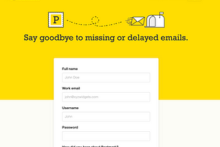 postmark signup page