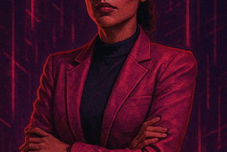 Strategic professional in cyberpunk aesthetic with illuminated tech glasses, symbolizing augmented intelligence and the fusion of human expertise with technological enhancement