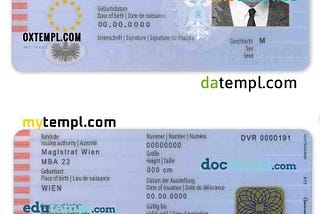 Austria ID template in PSD format, fully editable, with all fonts