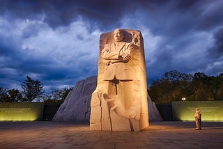 Image of Martin Luther King, Jr. monument at twilight.
